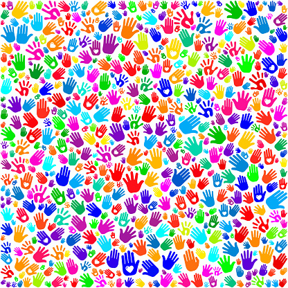 Hand Prints on Seamless Background