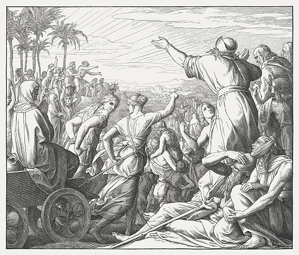 return of the israelites from the babylonian captivity (ezra 1) - animals in captivity stock illustrations