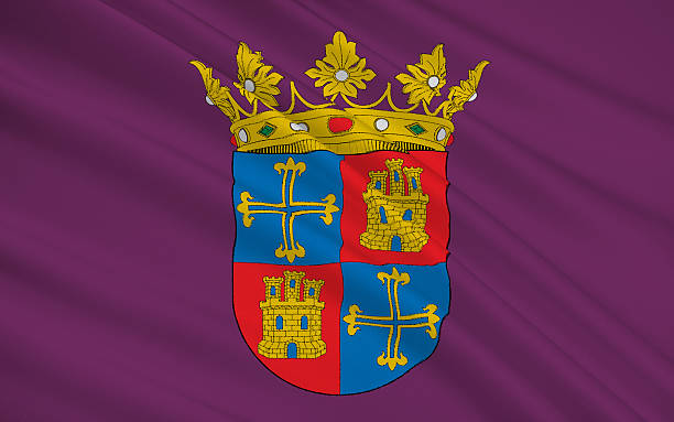 bandeira de palência é uma cidade do norte de espanha - palencia province imagens e fotografias de stock