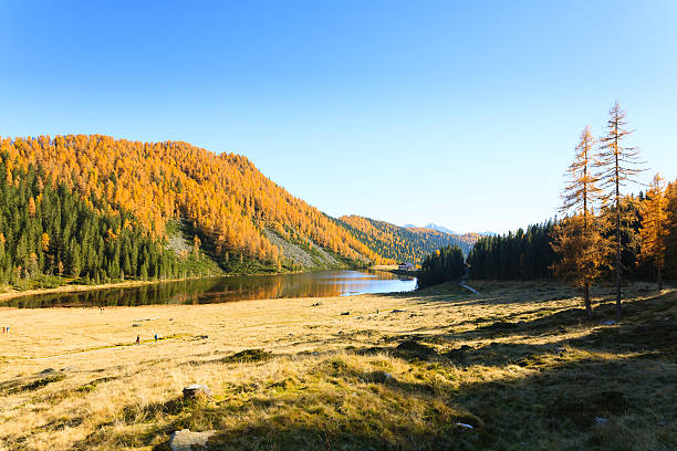 istock Reflections on water, autumn panorama from mountain lake 508943958