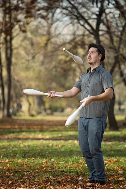 istock Young jongler in park 508944666