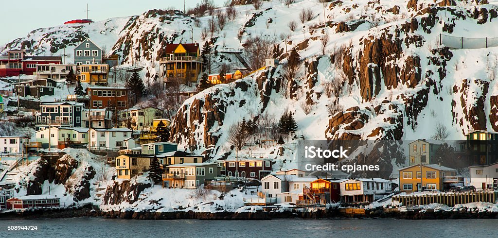 The Battery at dusk in St. John's, Canada. The Battery at dusk on a cold winter day in St. John's, Newfoundland and Labrador, Canada. St. John's - Newfoundland Stock Photo