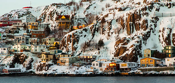 The Battery at dusk in St. John's, Canada. The Battery at dusk on a cold winter day in St. John's, Newfoundland and Labrador, Canada. st. johns newfoundland photos stock pictures, royalty-free photos & images