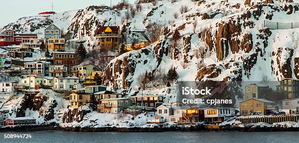 The Battery At Dusk In St Johns Canada Stock Photo - Download Image Now - St. John's - Newfoundland, Winter, Canada