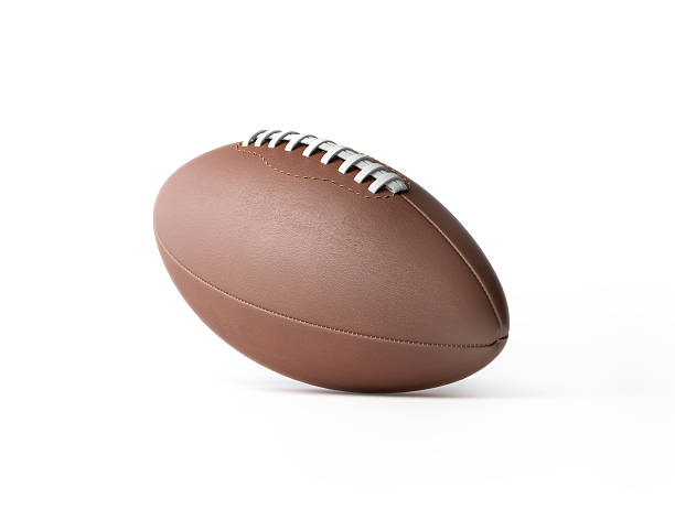 istock Brown Leather Rugby Ball Isolated on White 508944834
