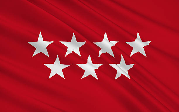 Flag of The Community of Madrid, Spain Flag of The Community of Madrid is one of the seventeen autonomous communities (regions) of Spain. It is located at the centre of the country, the Iberian Peninsula, and the Castilian Central Plateau (Meseta Central). the flag of the madrid spain stock pictures, royalty-free photos & images
