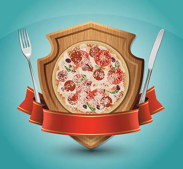 Vector illustration of Pizza Emblem