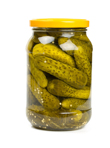 jar of pickles isolated on white