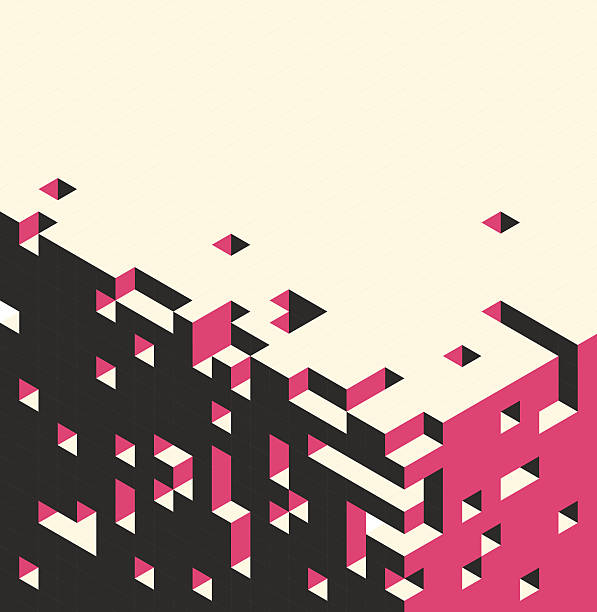 Isometric cubes background Vector illustration of isometric cubes background in pink and grey square cropped stock illustrations