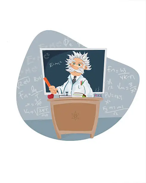 Vector illustration of Scientist in a classroom