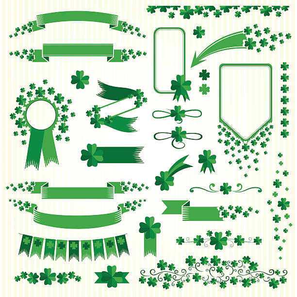 koniczyny elementów zestawu. - clover ribbon march northern ireland stock illustrations