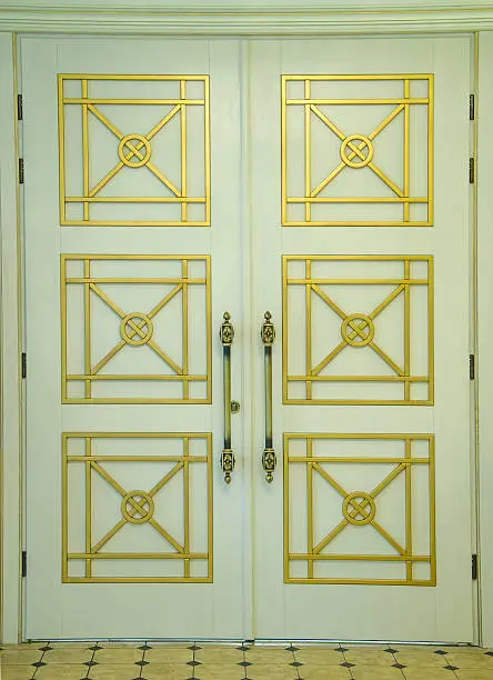white door with gold pattern