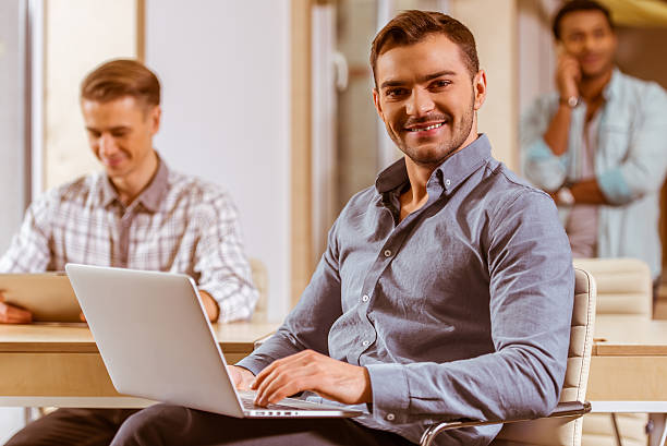 istock Young handsome businessmen coworking 508954260