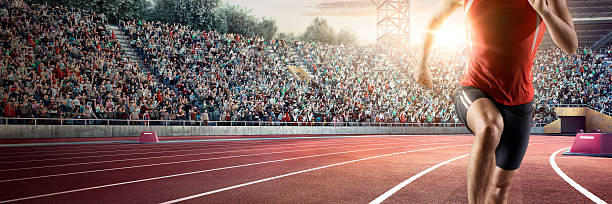 男性アスリート短距離走 - track and field stadium ストックフォトと画像