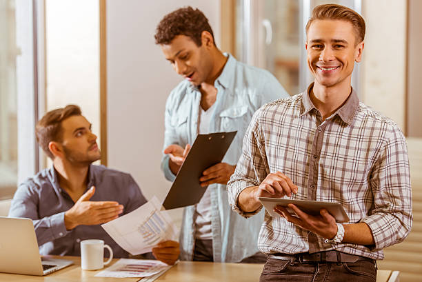 istock Young handsome businessmen coworking 508954538