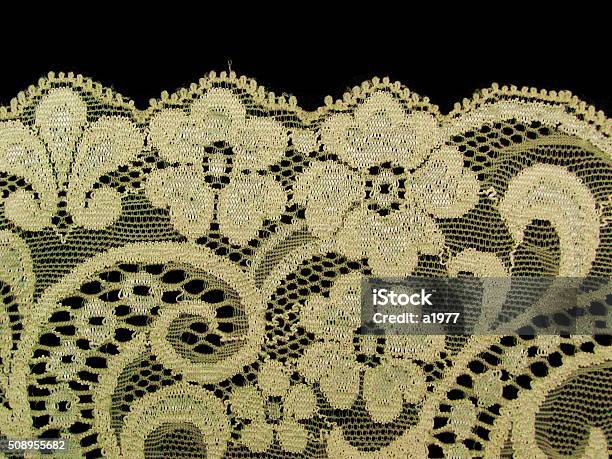 White Or Ecru Floral Lace Band Stock Photo - Download Image Now