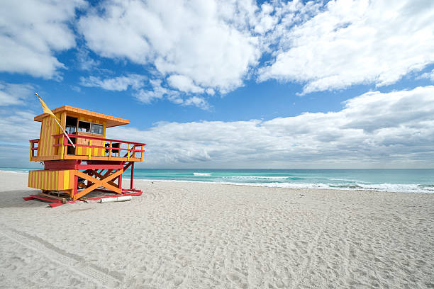 istock Yellow safeguard house on the beach 508955946