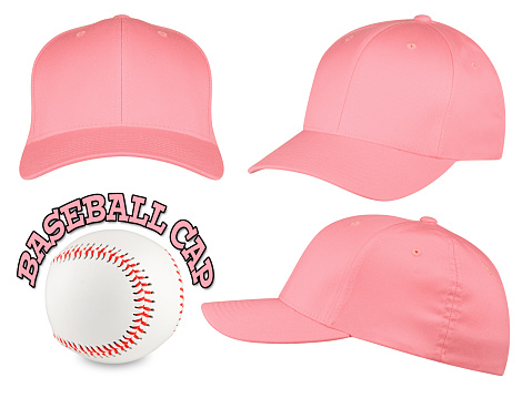 Set of rose baseball caps with baseball