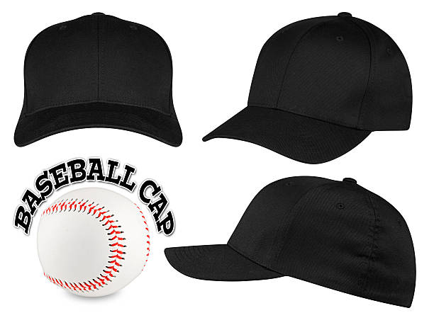 black baseball cap set stock photo