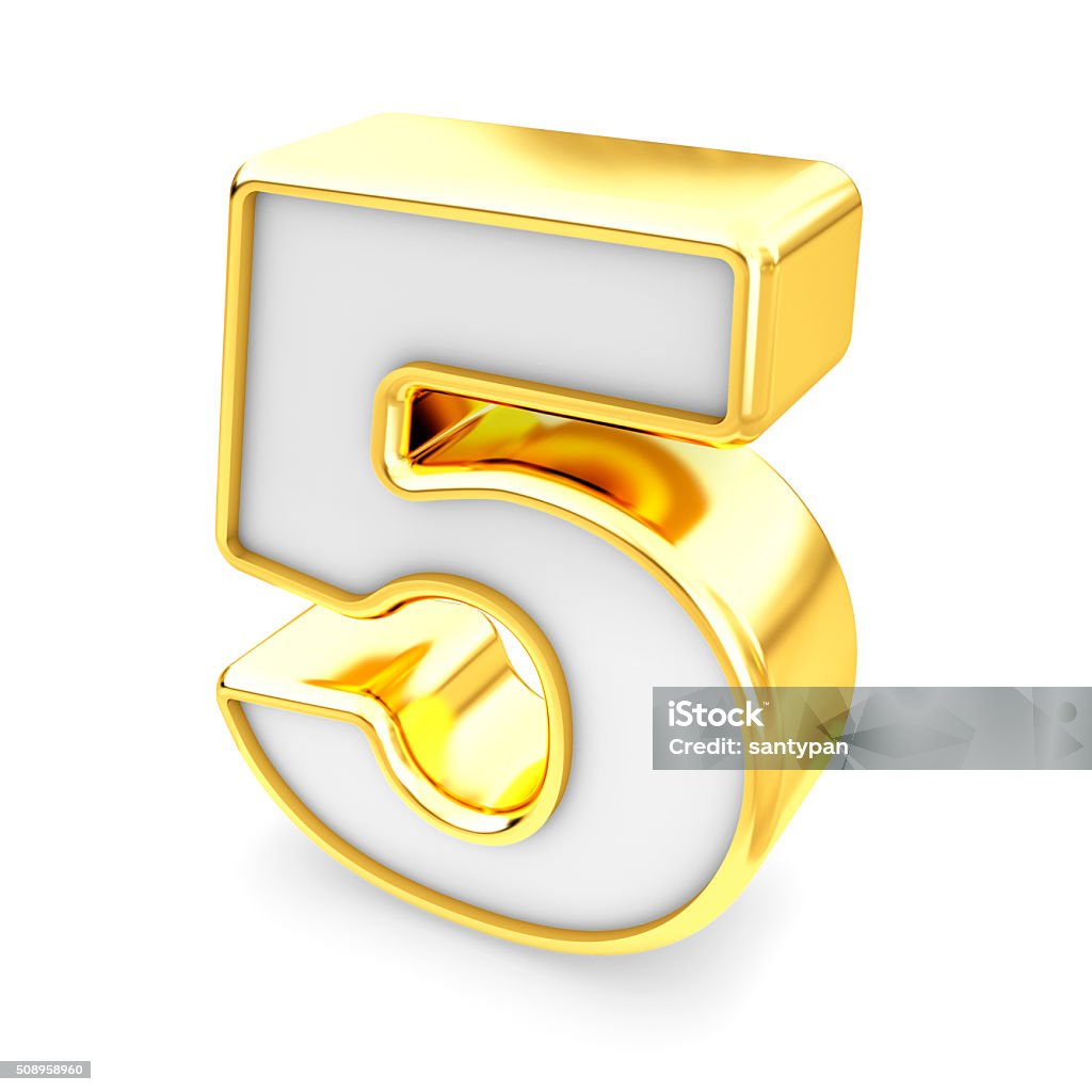 Foto de 3 D Ouro Branco Número 5 Cinco Isolado Fundo Branco e mais Foto de 3 D Ouro Branco Número 5 Cinco Isolado Fundo Branco e mais