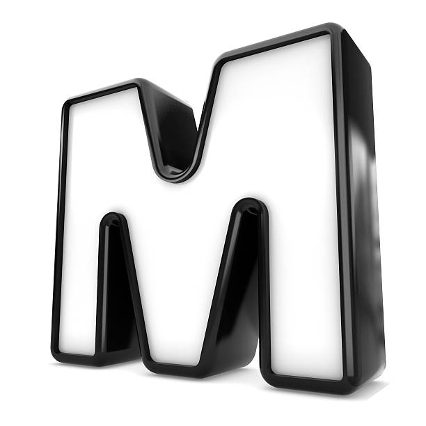 istock 3d black plastic letter M isolated white background. 508959200