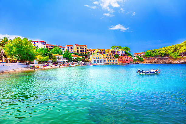 Assos beach Assos beach in Kefalonia, Greece kefalonia stock pictures, royalty-free photos & images
