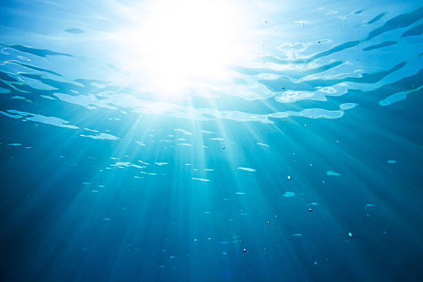 sun and sunbeams in the ocean water