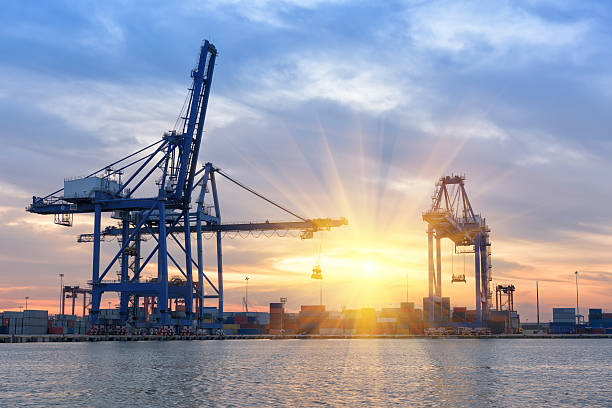 istock Morning scene in cargo ship terminal. 508960920