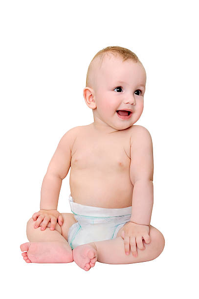 istock little boy in diaper sits on a white background 508961510