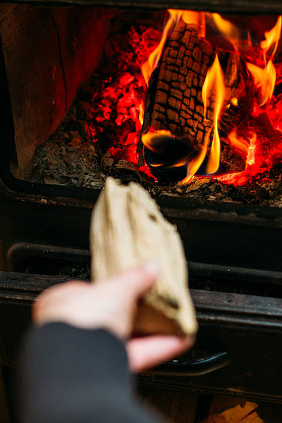 istock Woman Putting Logs In Fireplace 508961750