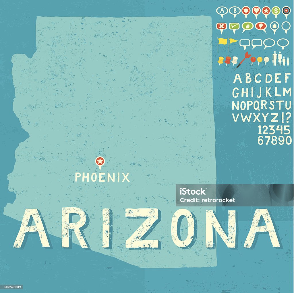 Mapa de iconos de Arizona - arte vectorial de Arizona libre de derechos