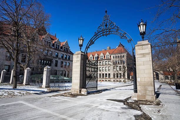 Entrance gate,  University of Chicago stock photo