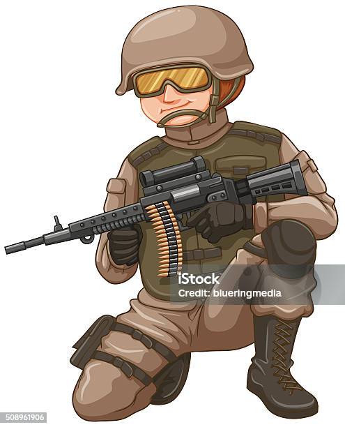 Soldier With Rifle Animation Soldier With Rifle Gun Stock Illustration - Download Image Now - Adult ...