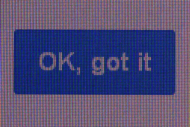 OK got it button. Macro screen view of old monitor