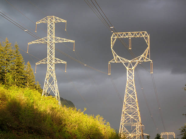 Transmission Powerlines stock photo