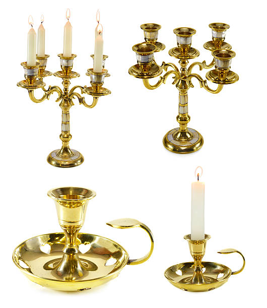 surdimmensionnés avec bougies - candlestick holder isolated candle medieval photos et images de collection