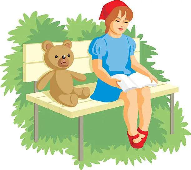 Vector illustration of girl reading