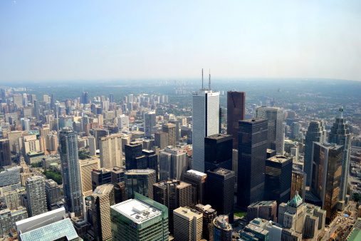 Aerial view of the Toronto skyscrapers