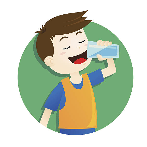 Boy Drinking Water Stock Illustration - Download Image Now - Water, Drinking,  Child - iStock
