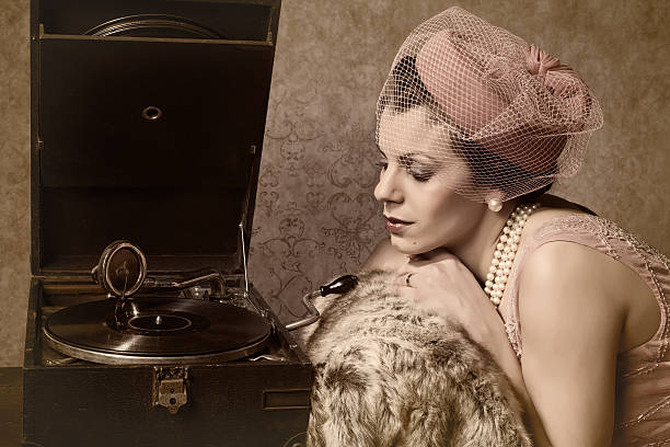 istock Vintage woman and old music 508966479