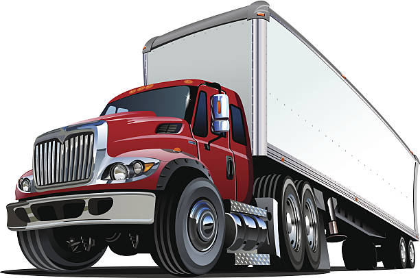 illustrations, cliparts, dessins animés et icônes de cartoon camion semi - - truck white semi truck isolated