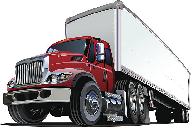kreskówka, pół ciężarówki - semi truck illustrations stock illustrations