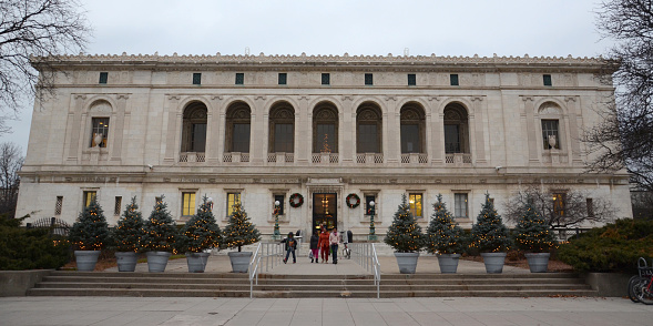 Detroit, MI, USA - December 20, 2014: The Detroit Public Library, shown on December 20, 2014, is opening a collection of former Detroit Mayor Coleman A. Youngâs official documents.