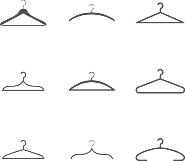 Clothes hanger icons set Vector Nine Clothes hanger icons set Vector Illustration clothing hang tags stock illustrations