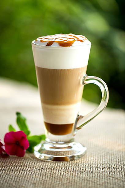Fancy latte coffee stock photo