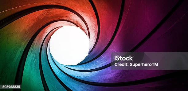 3d Rainbow Colored Abstract Frame Barrel Tube Stock Photo - Download Image Now - Focus - Concept, The Way Forward, Abstract