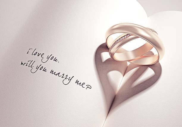 istock 3D abstract wedding rings with heartshadow on a book middle 508968839
