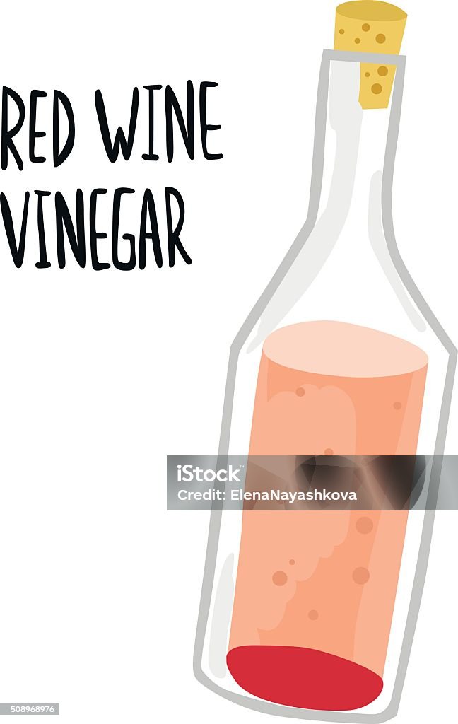 Red Wine Vinegar Bottle with Type Red Wine Vinegar Bottle Icon with Handwritten Typography Bottle stock vector