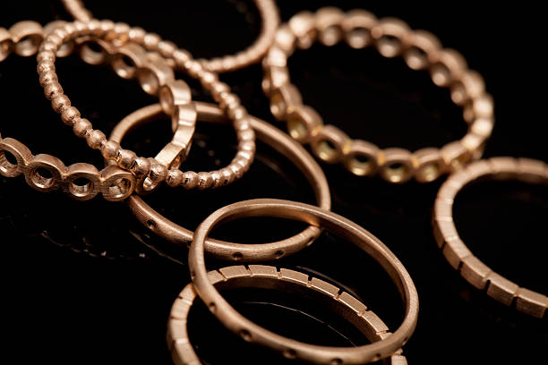 istock Golden Rings Collection on Black Background 508969552