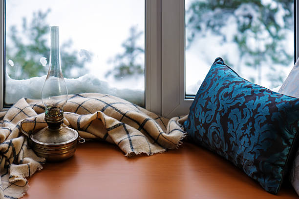 istock Beige woolen scarf and old lamp 508970808